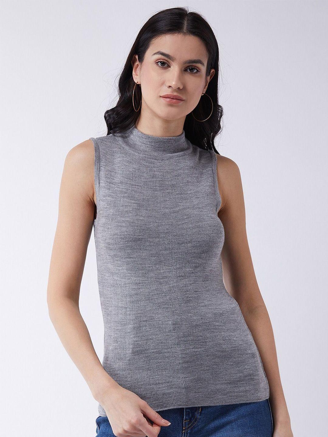 rvk women grey ribbed sweater vest