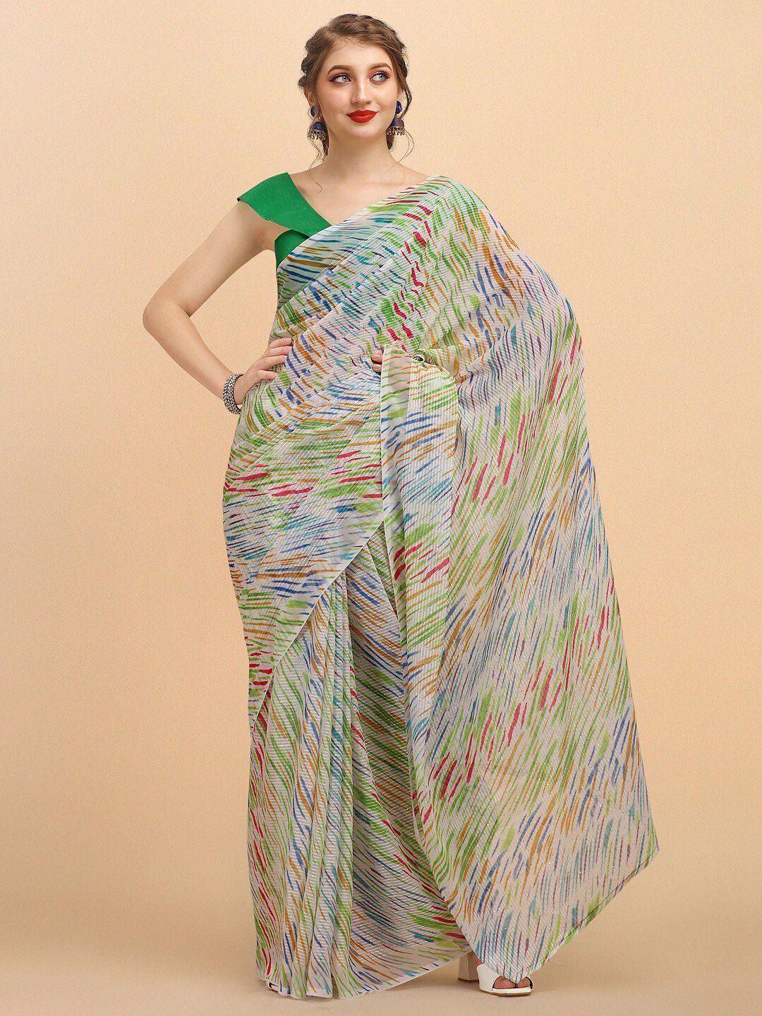 sangria green & blue sequinned pure georgette saree