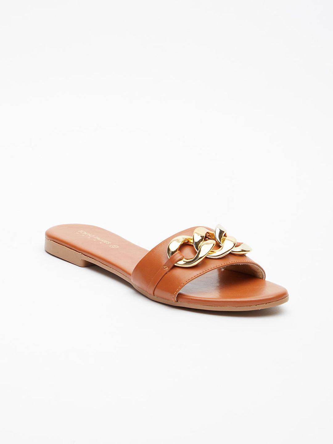 tokyo talkies women tan open toe flats