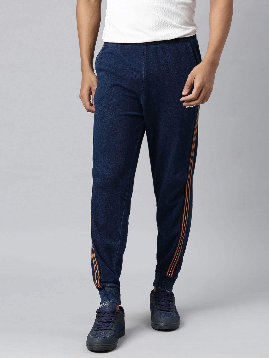 fila men blue solid track sporty pants