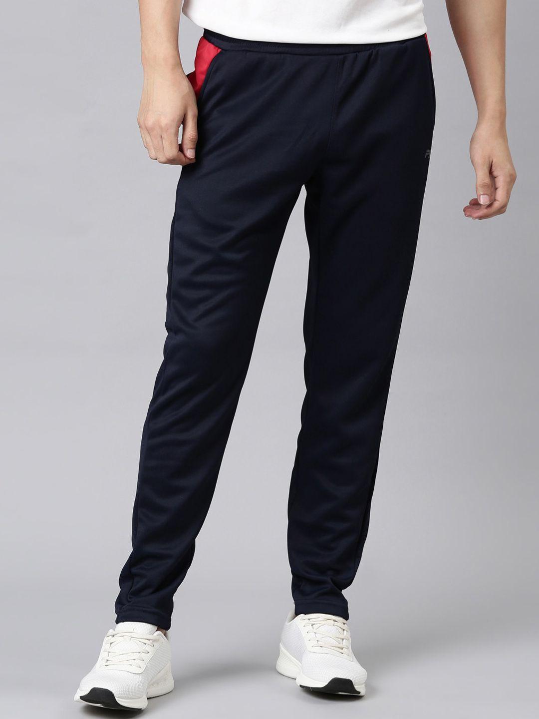 fila men navy blue solid track sports pants