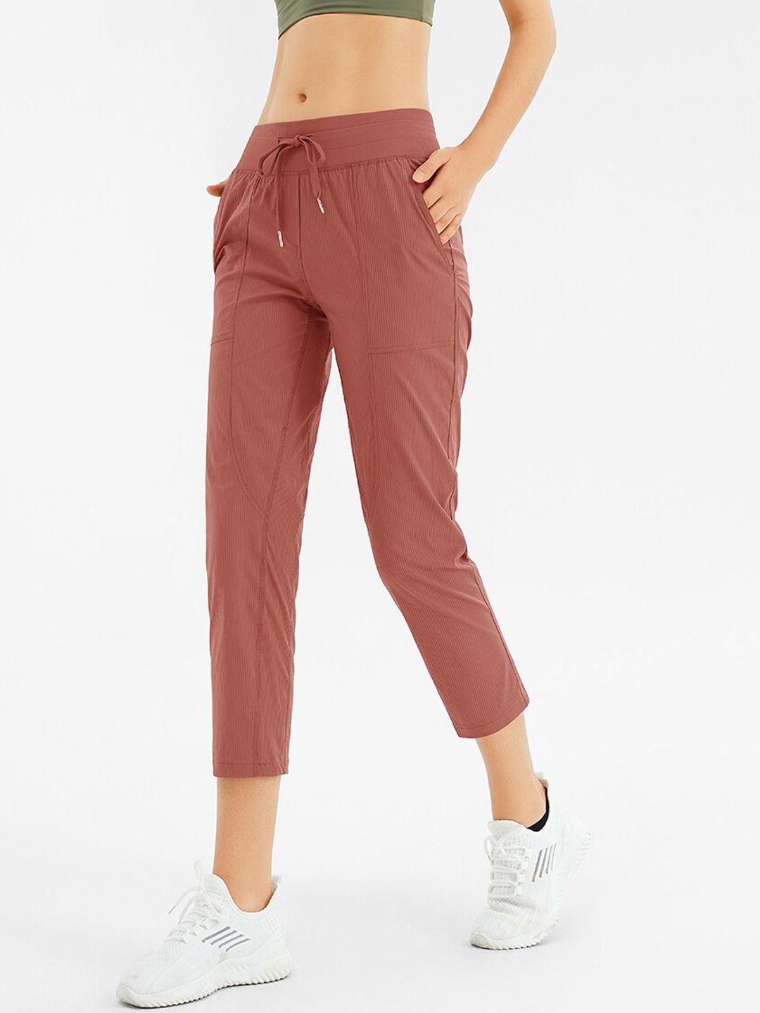 jc collection women rust brown solid dry fit track pant