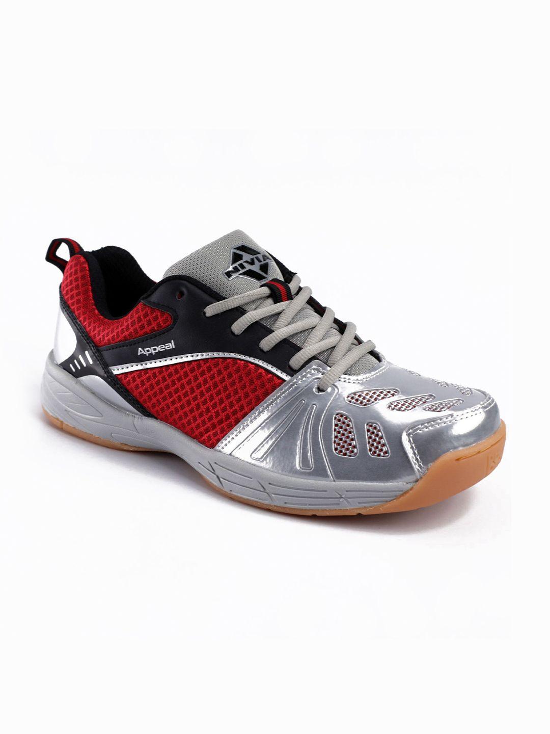 nivia men red badminton non-marking shoes