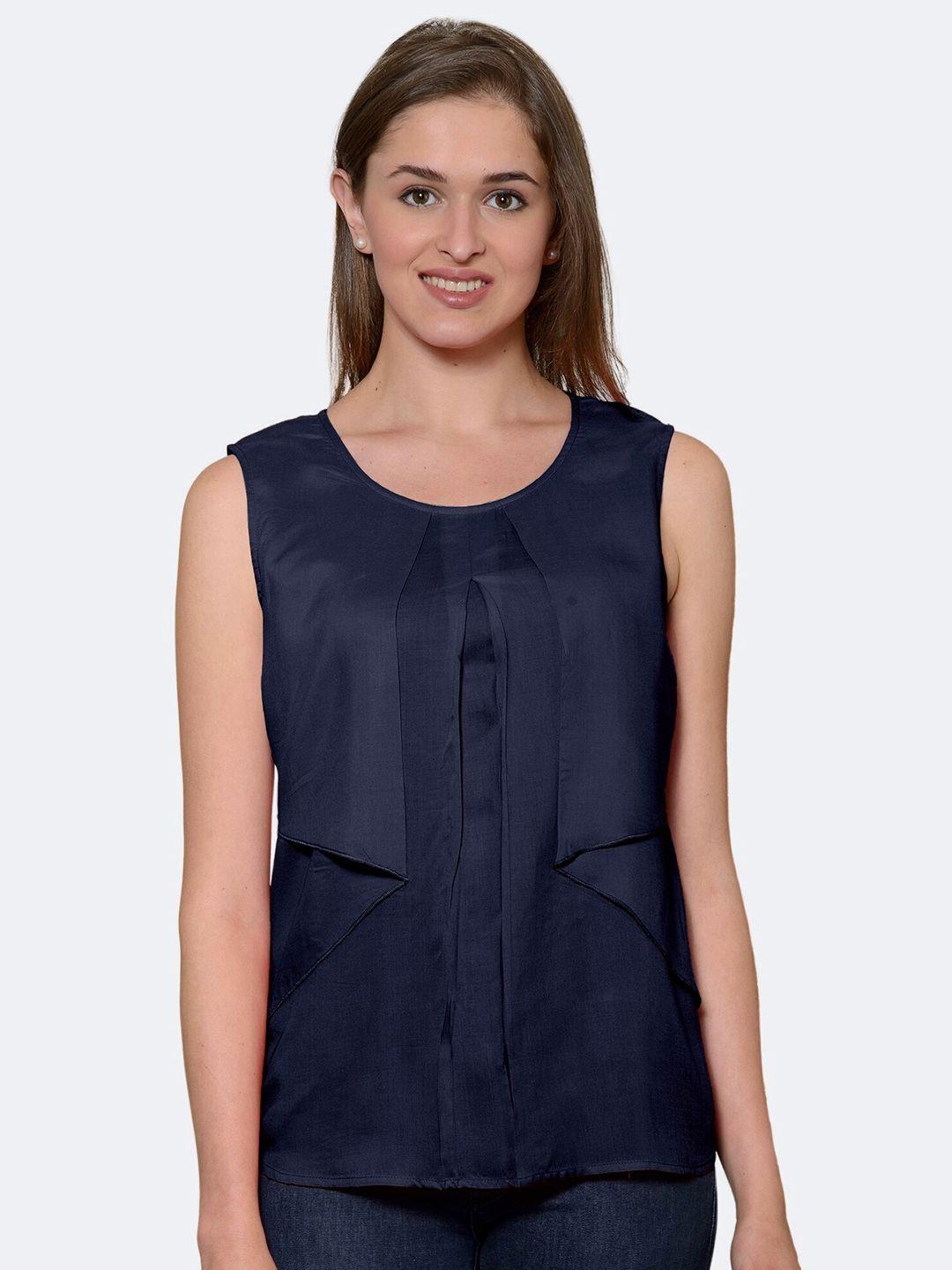 patrorna navy blue solid top