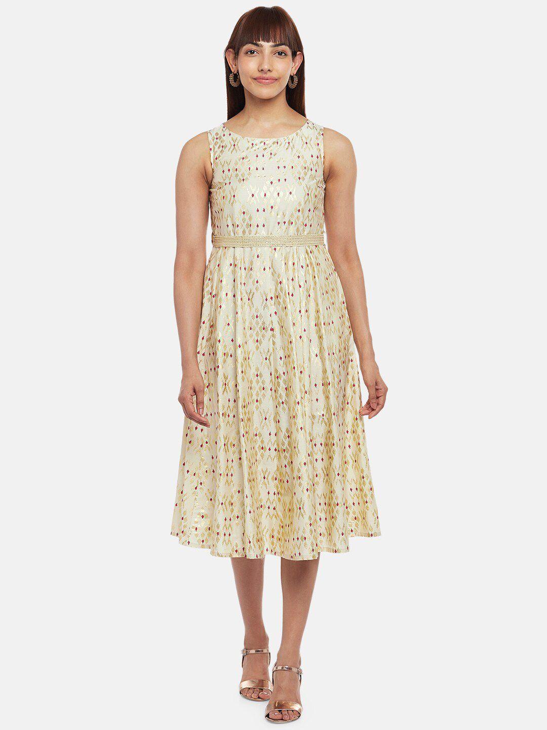 akkriti by pantaloons off white floral midi dress