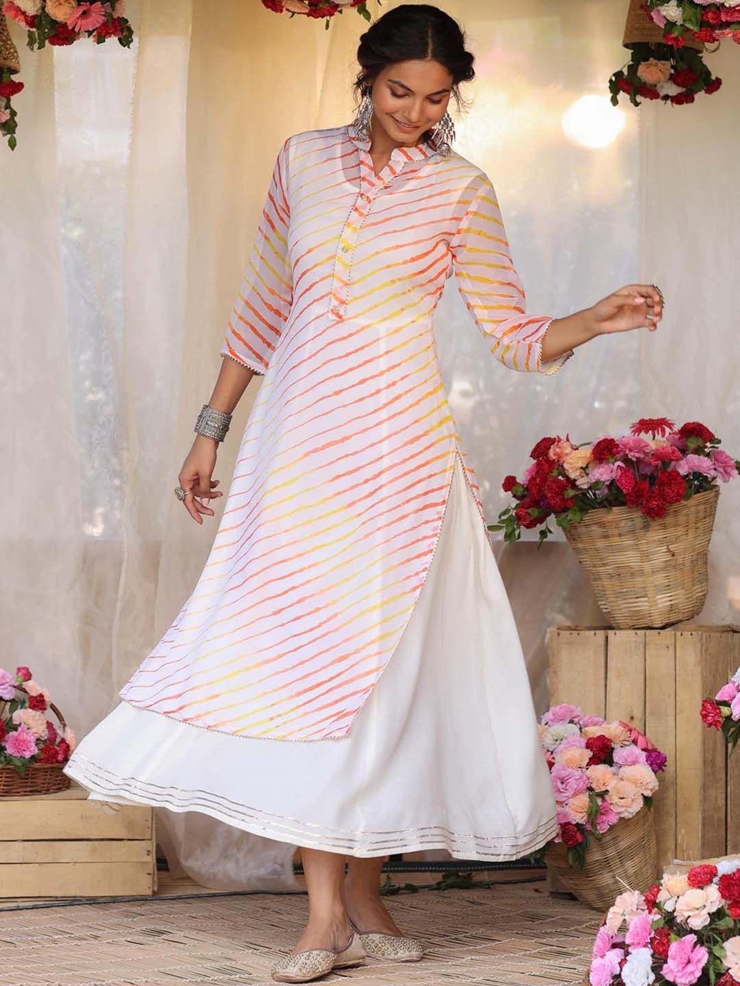 scakhi women yellow striped kurta