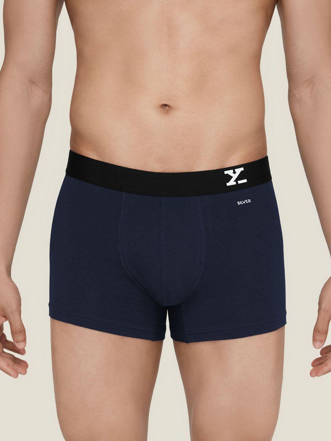 xyxx men black solid anti-odour silver tech & moisture absorbent cotton trunk