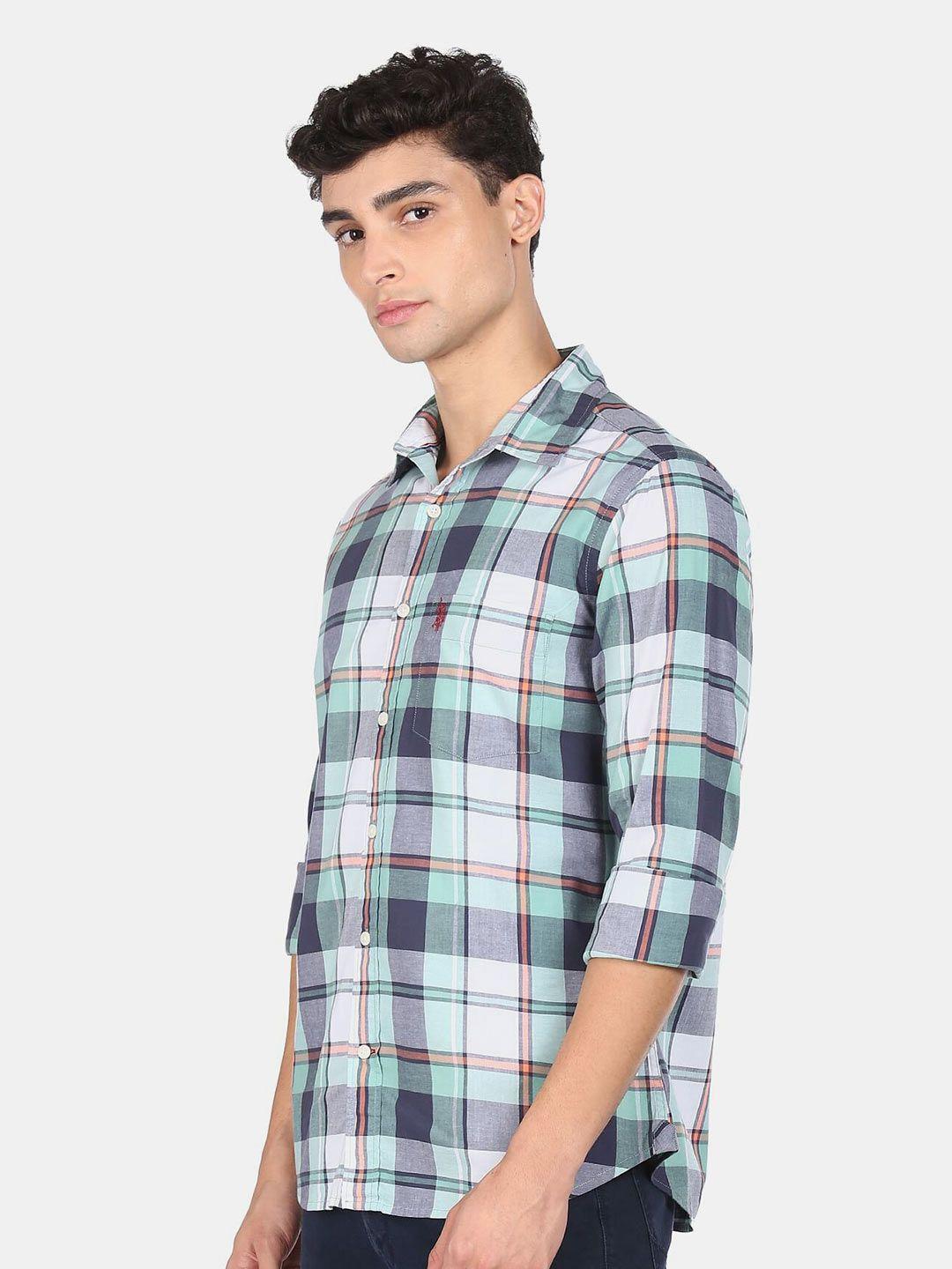 u s polo assn men tartan checked pure cotton casual shirt