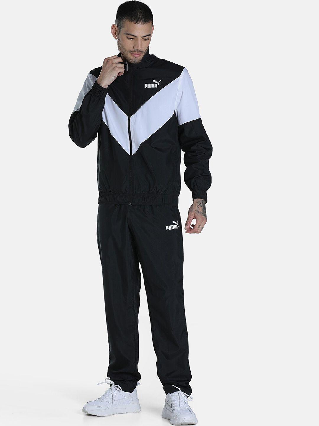 puma men black & white long sleeves track suit