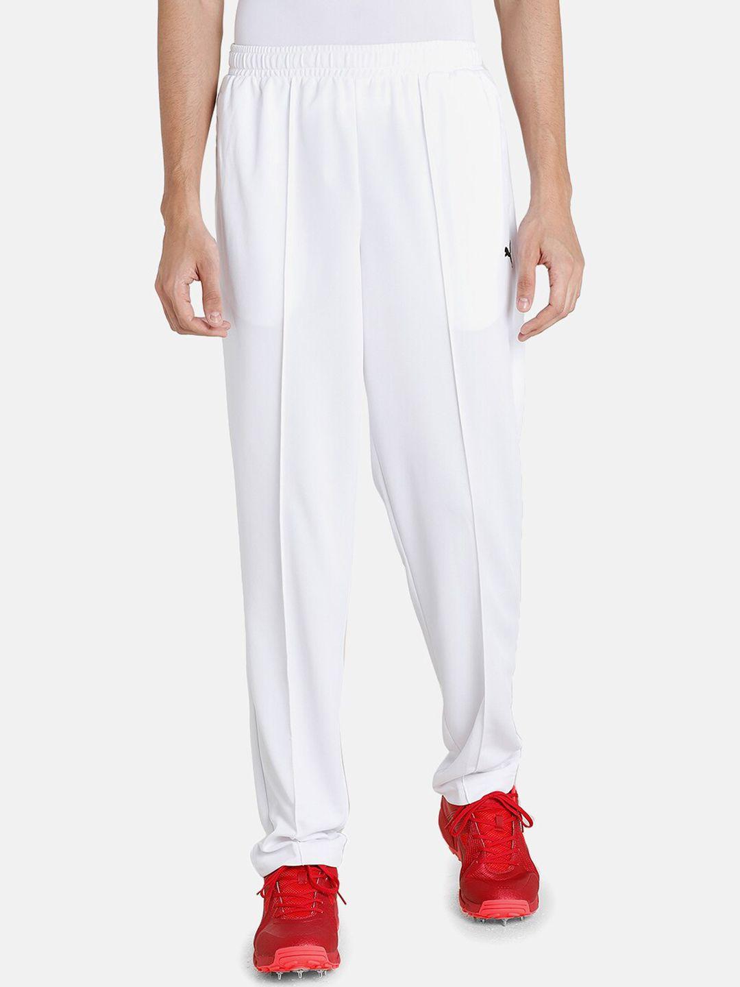 puma men white cricket team knitted track pants