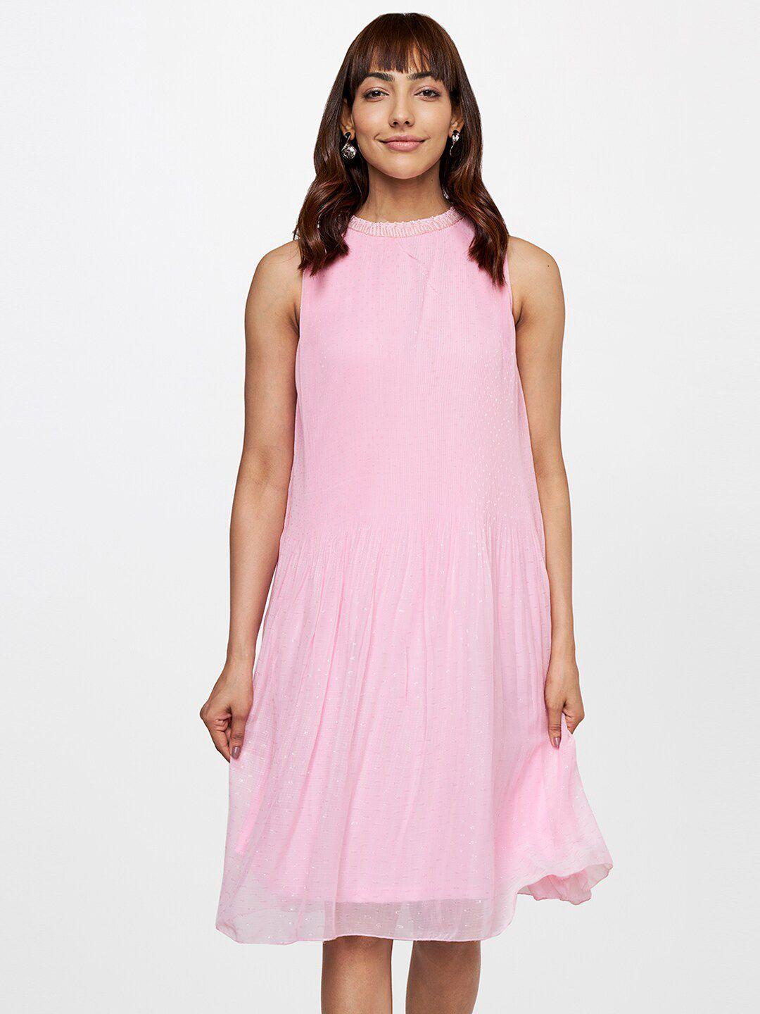 and pink halter neck a-line dress