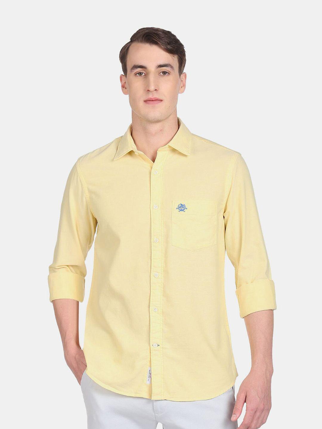 u s polo assn men regular fit solid cotton casual shirt