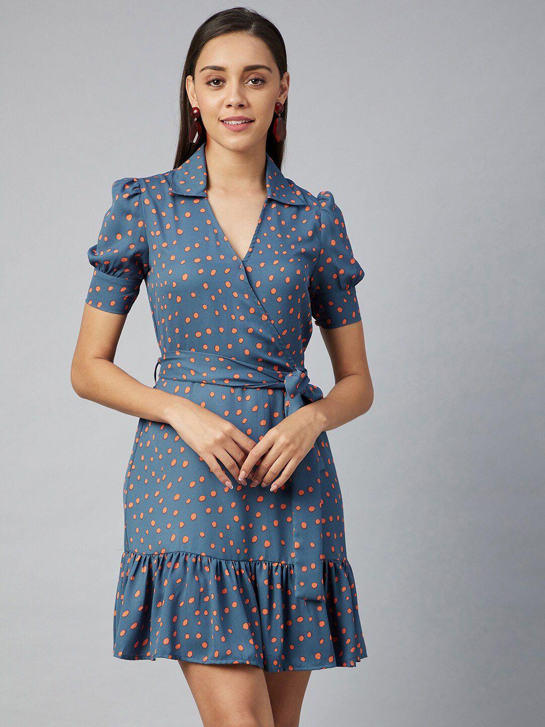 stylestone navy blue floral crepe dress