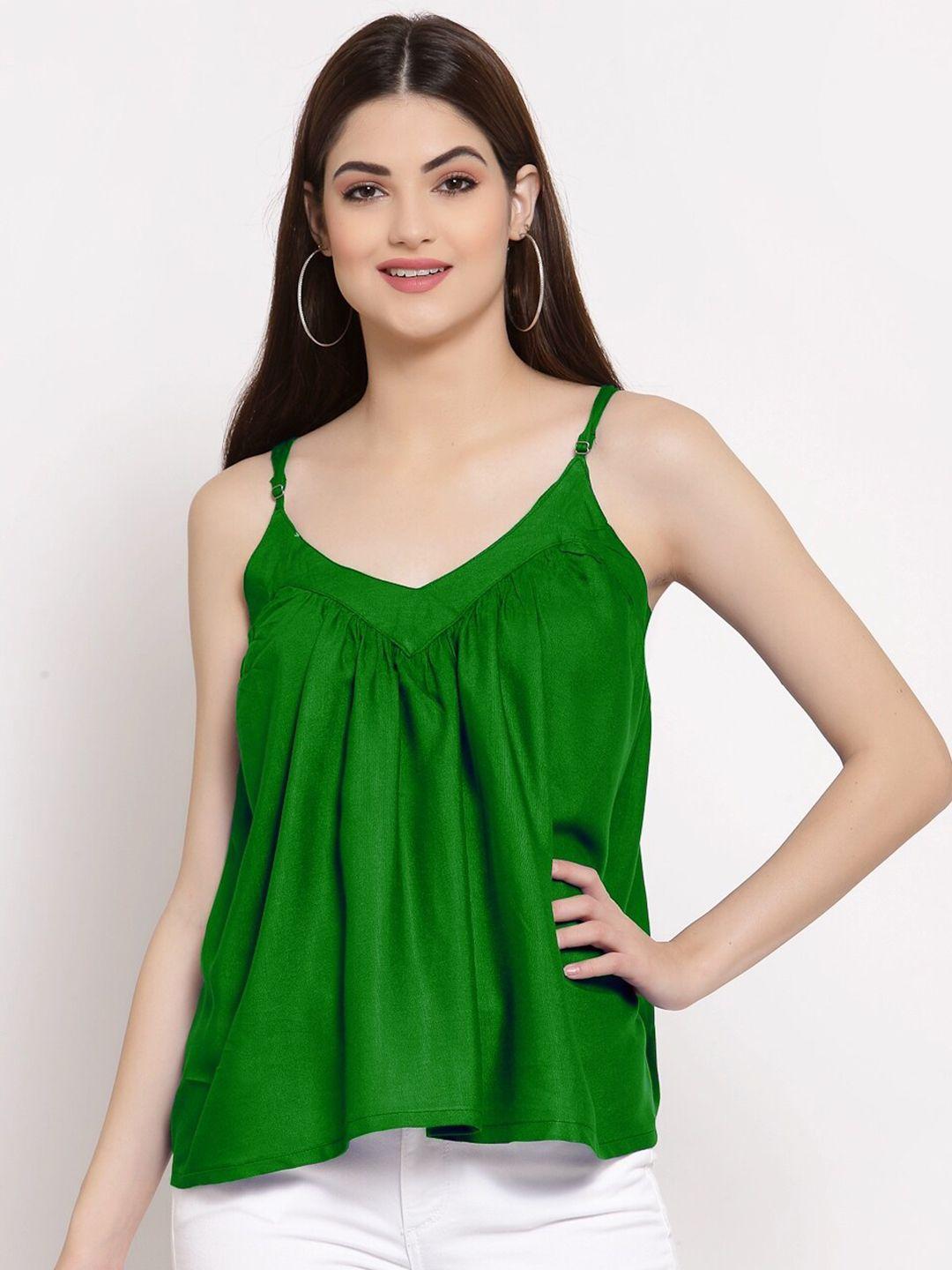 patrorna women green boxy top