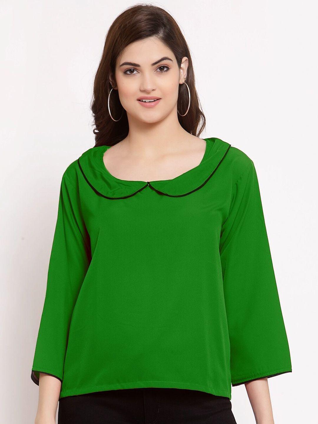 patrorna green tie-up neck top