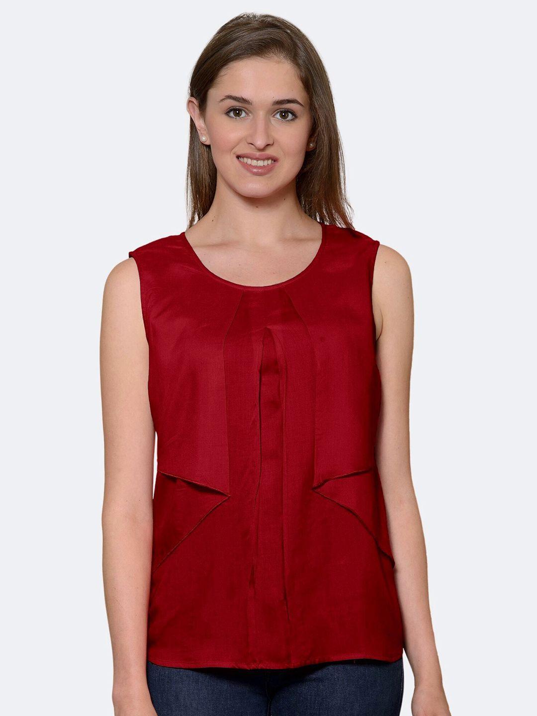 patrorna women maroon solid layered top