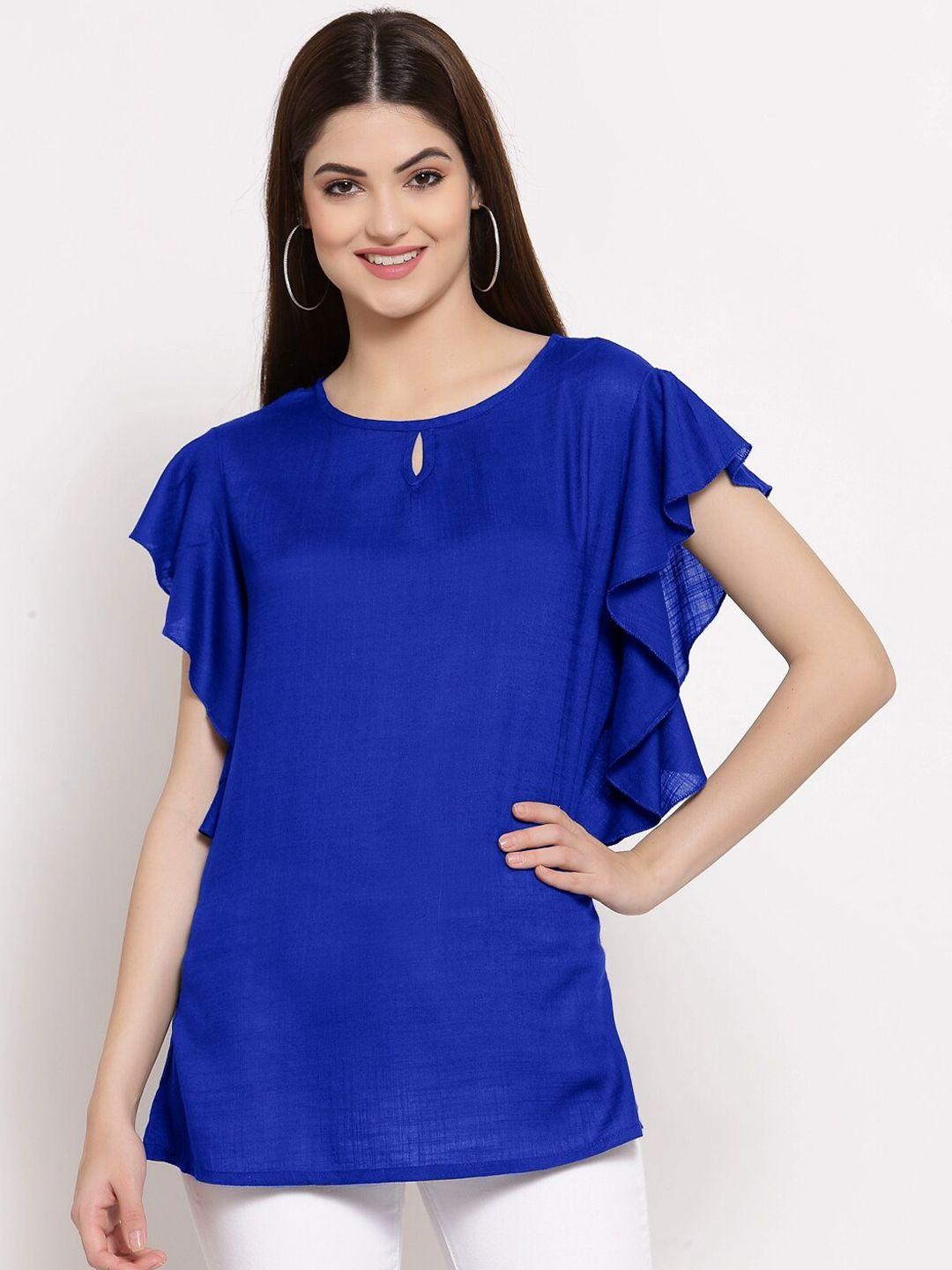 patrorna women keyhole neck ruffles top