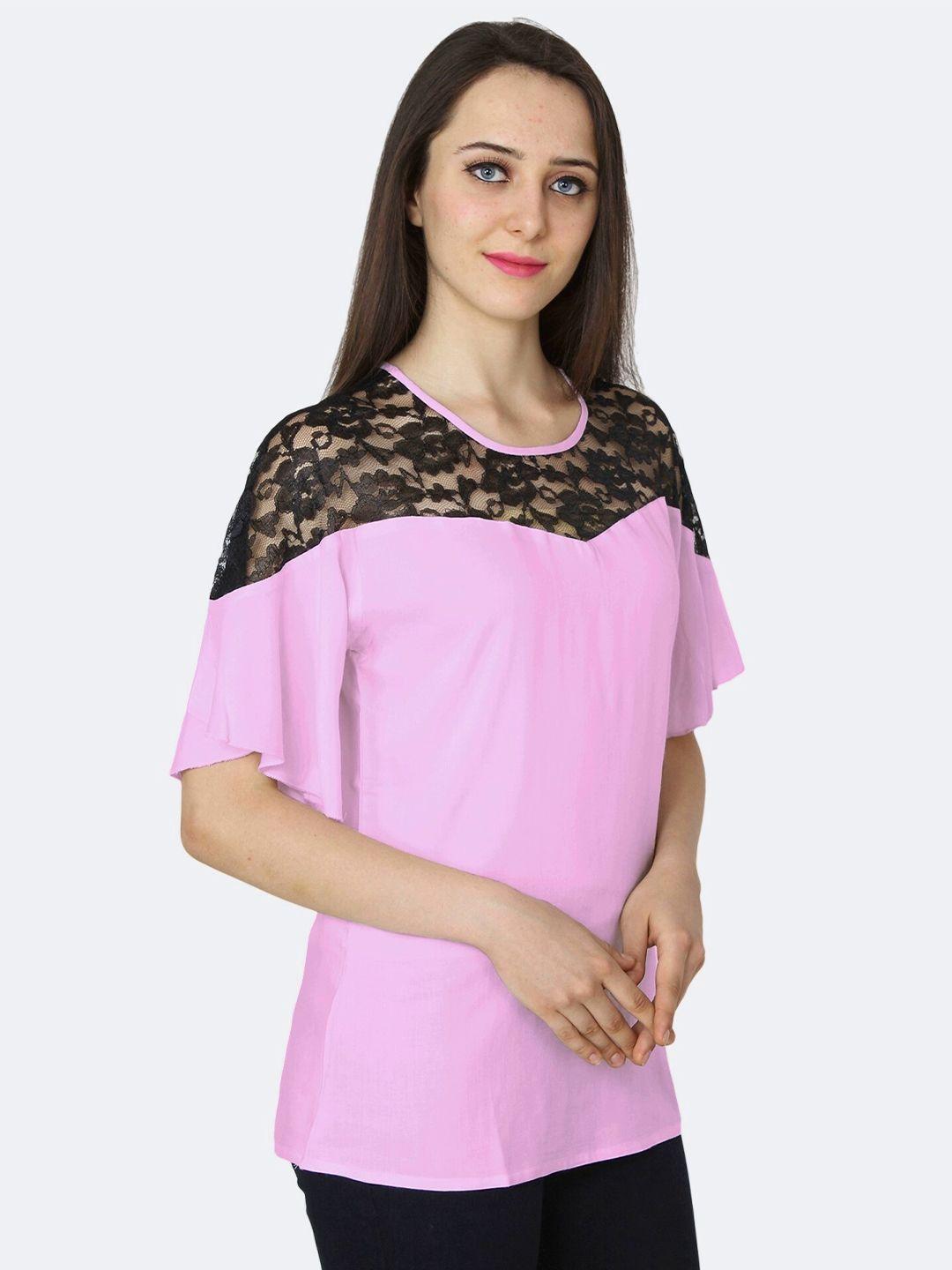 patrorna women  pink & black top