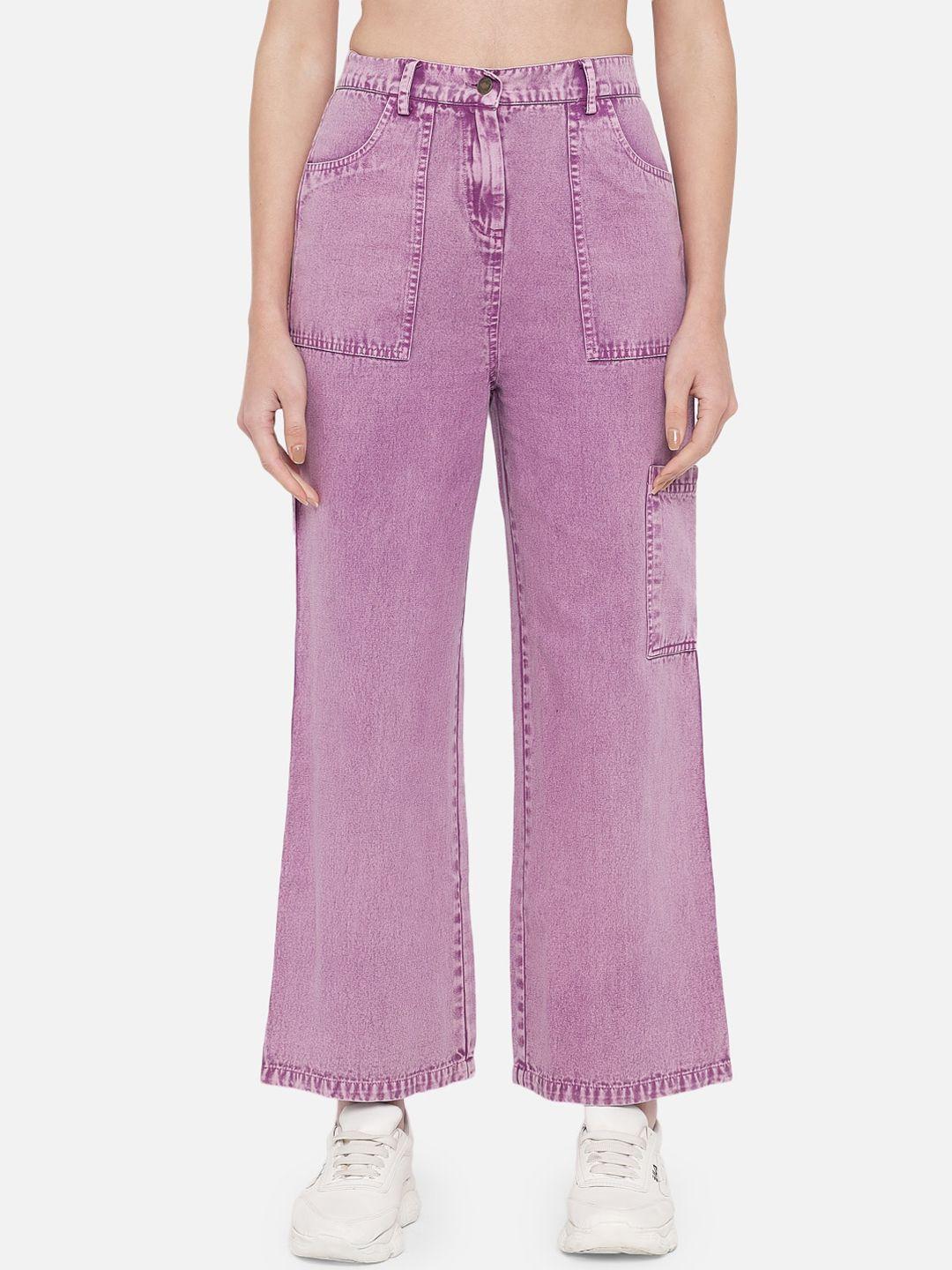 orchid hues women flared high-rise easy wash trousers