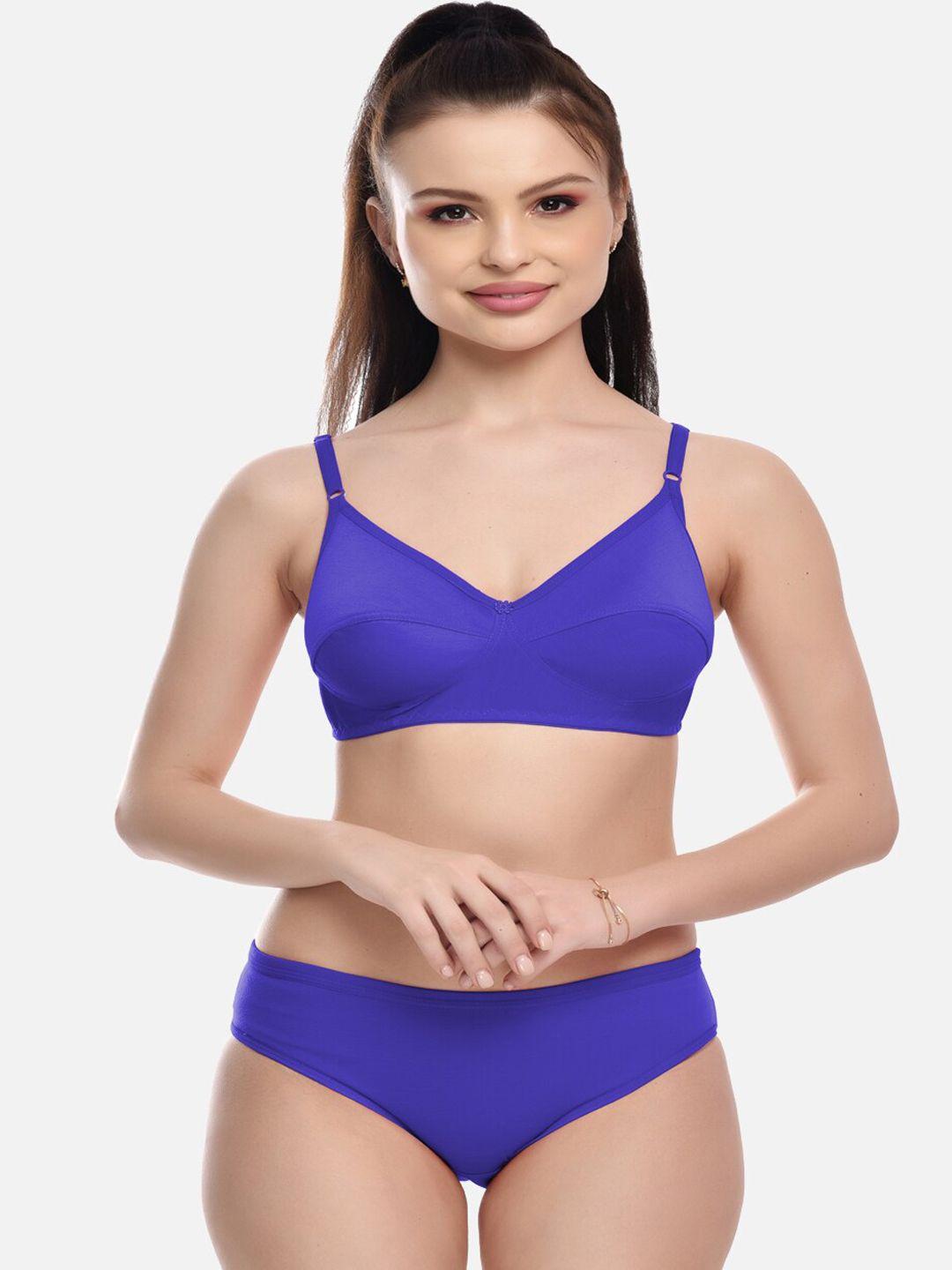 fims women blue cotton lingerie set