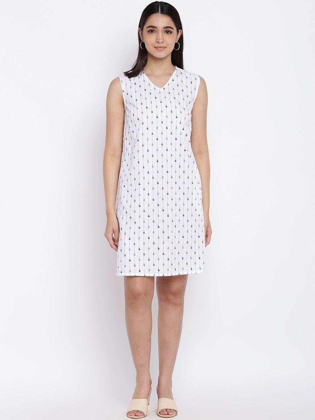 abof women white printed sheath dress