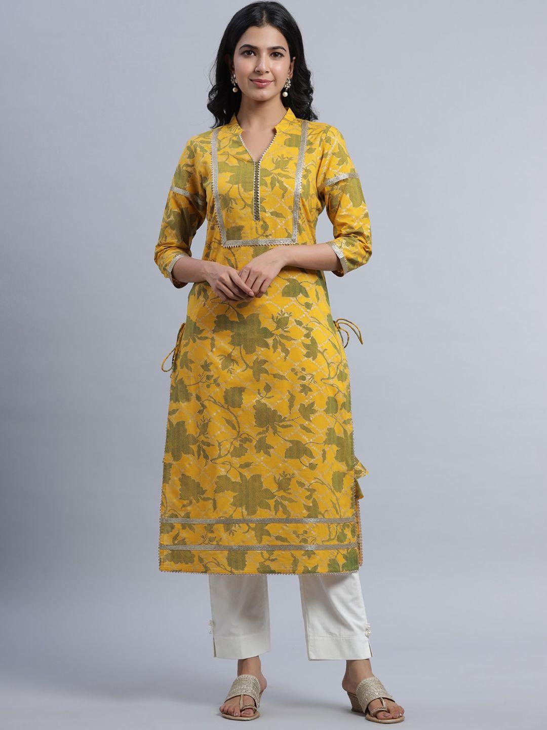 indian virasat women yellow paisley printed kurta