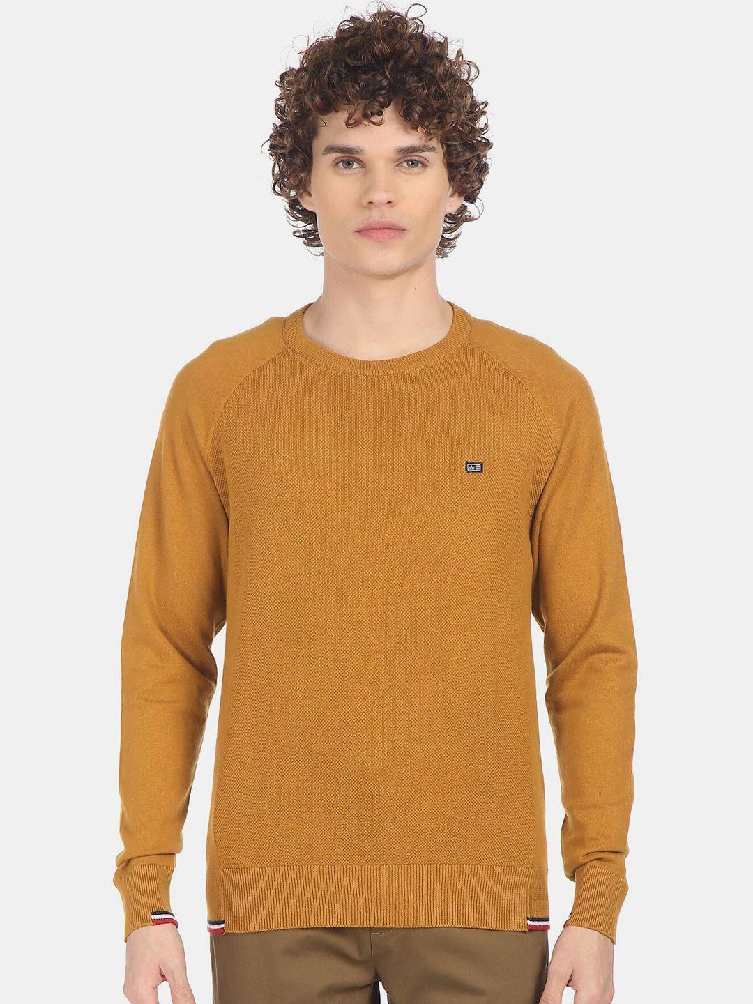 arrow sport men yellow solid pullover