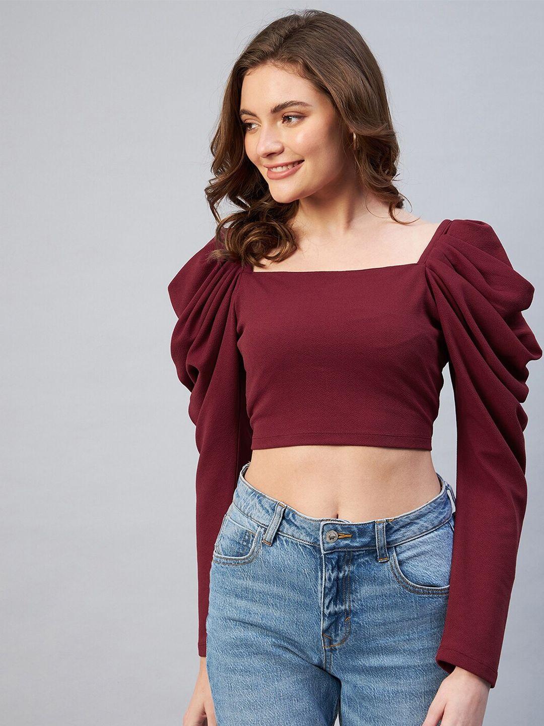 rare maroon solid crop top