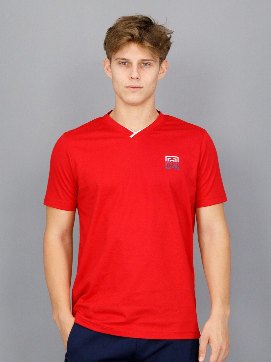 freesoul men red v-neck cotton t-shirt