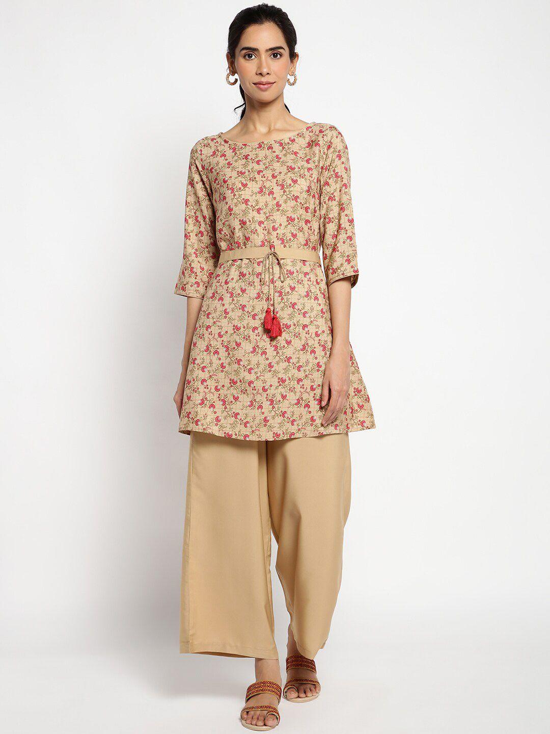 aurelia women floral printed kurta with palazzos