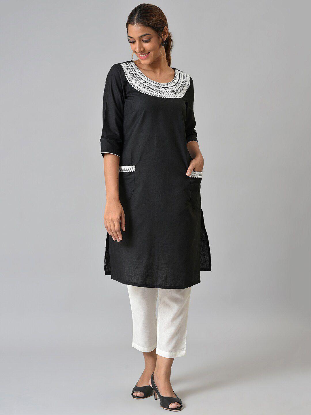 aurelia women black kurta with trousers