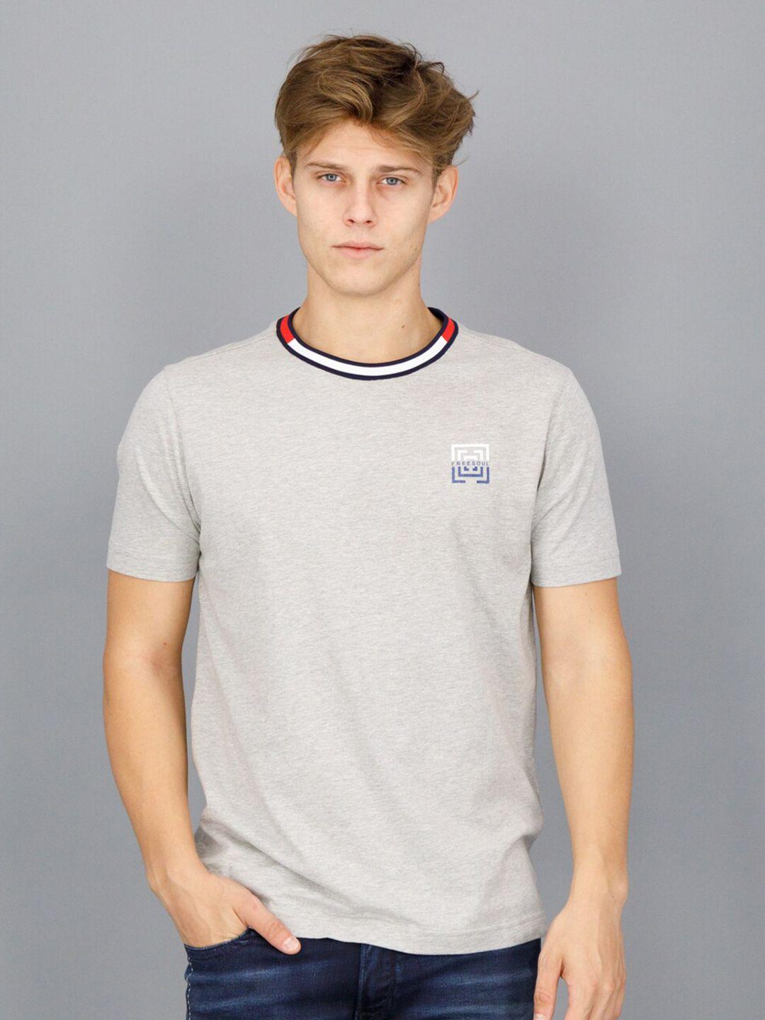 freesoul men grey pure cotton t-shirt