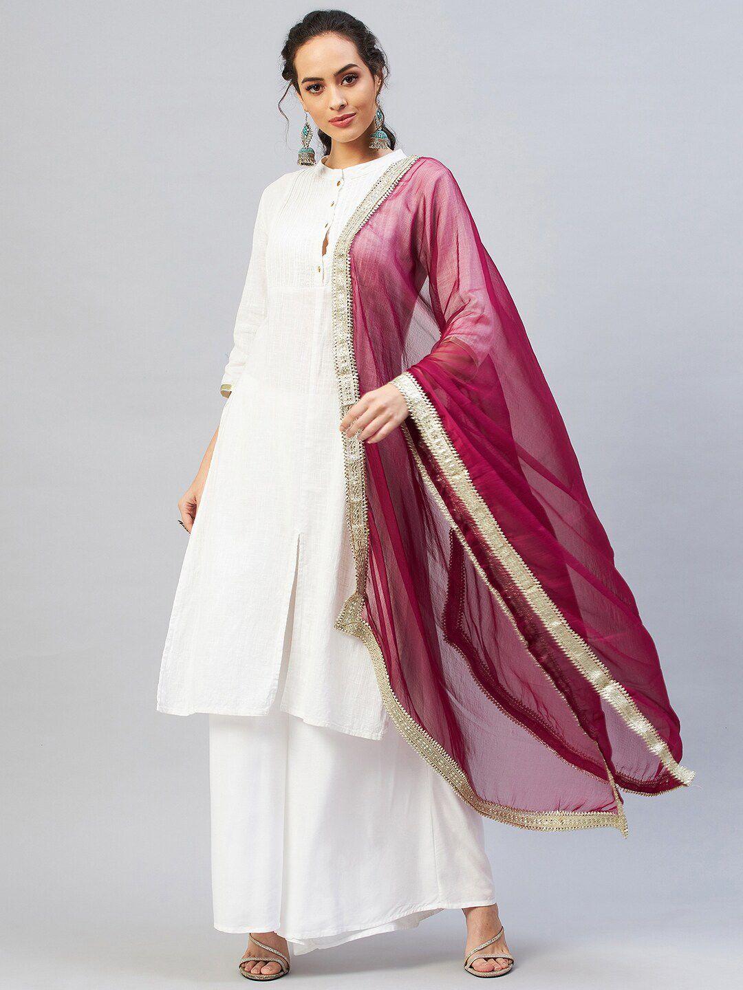 inweave purple & silver-toned dupatta