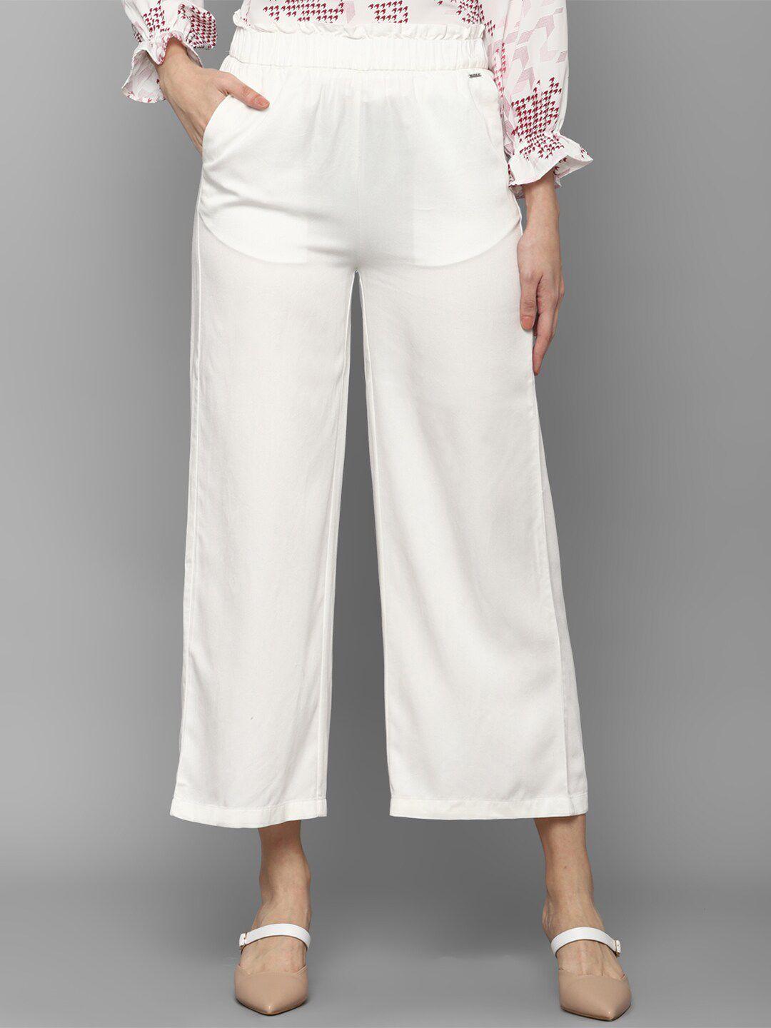 allen solly woman women white regular fit parallel trousers