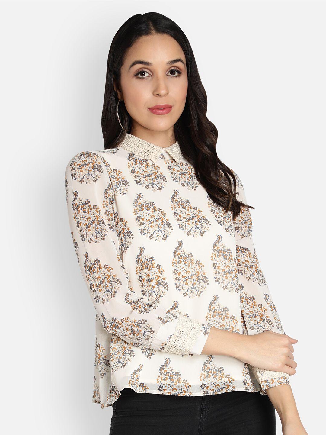 sipsew multicoloured floral print georgette top