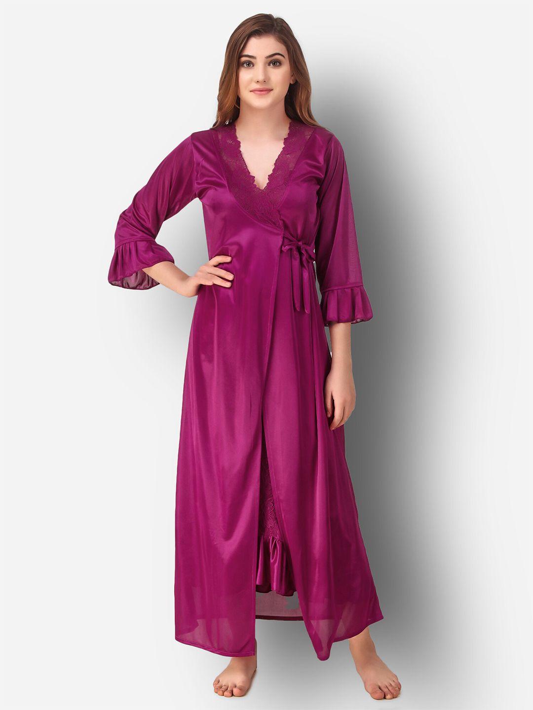 romaisa magenta maxi nightdress