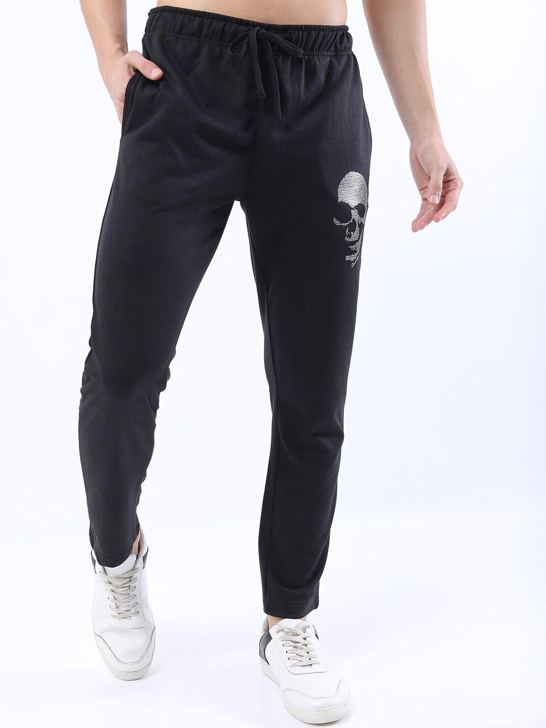 highlander men black printed casual track pants