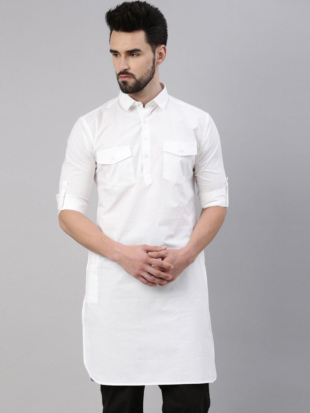 white heart men white thread work pathani kurta