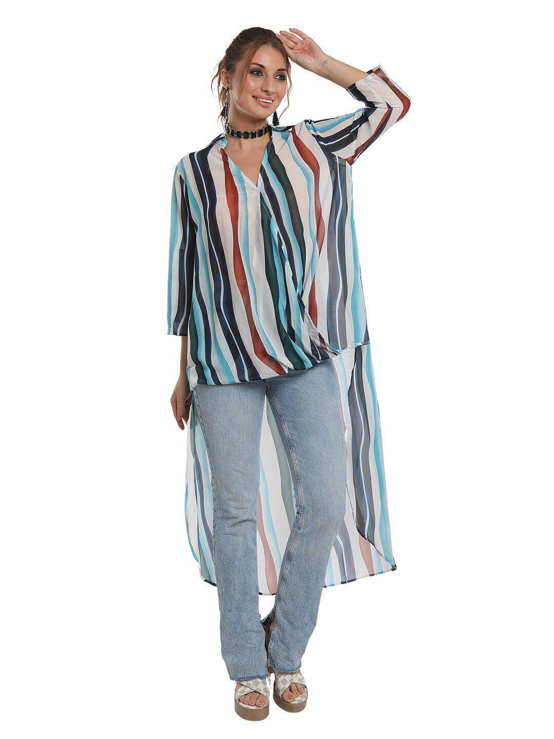 la aimee multicoloured striped blouson maxi dress