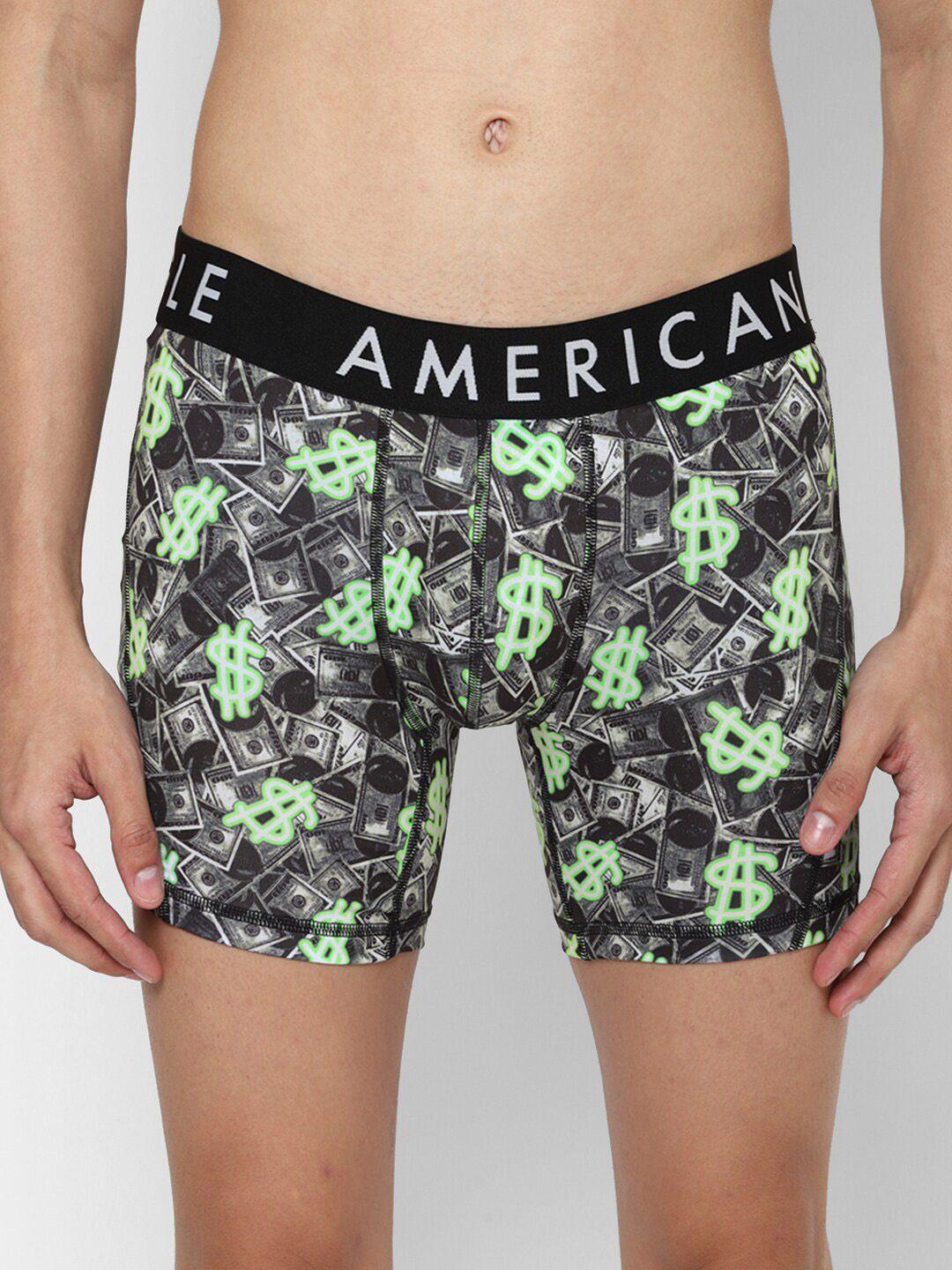 american eagle outfitters men black printed anti microbial trunks wee0232828001