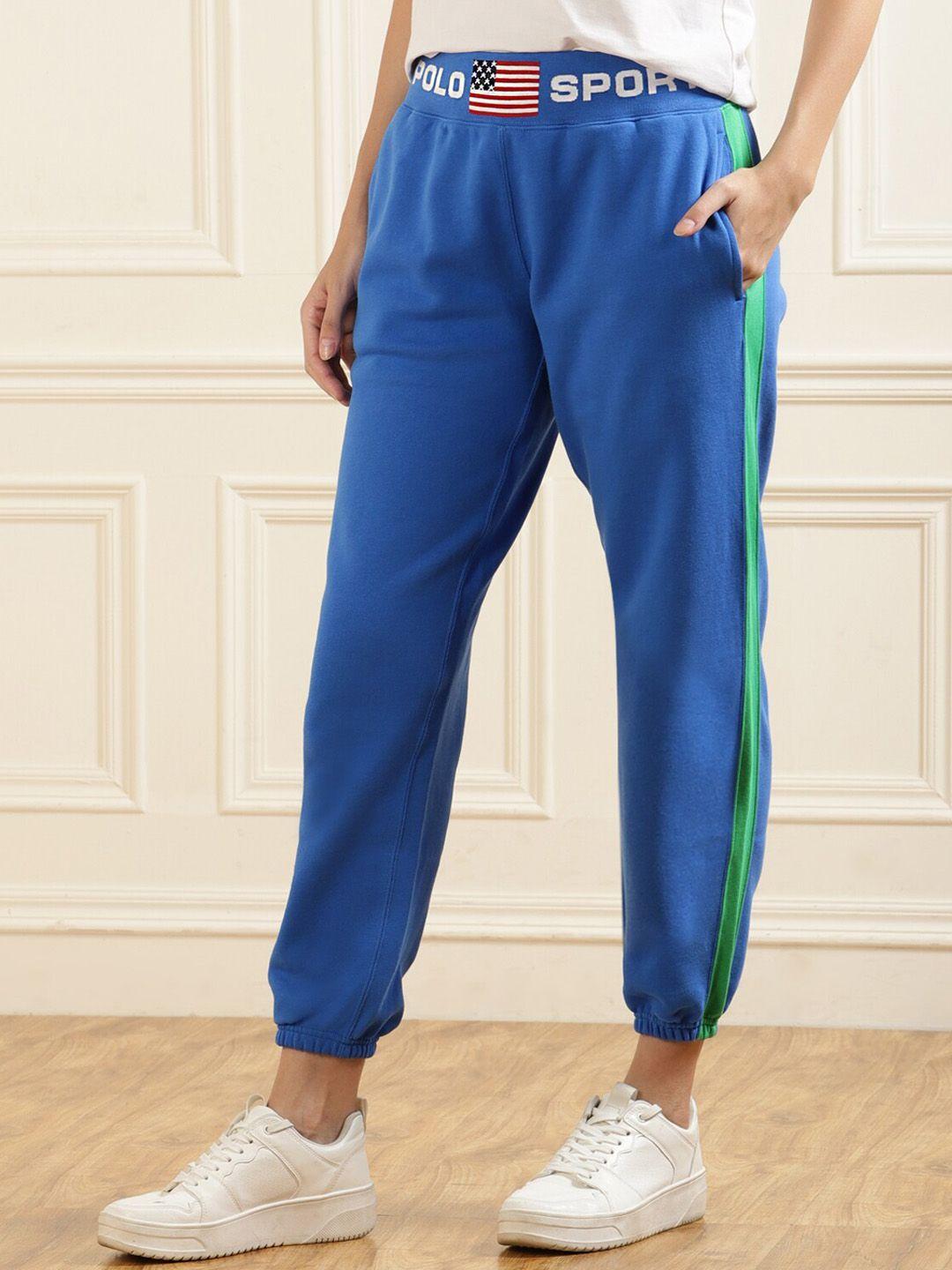 polo ralph lauren women blue striped detail joggers