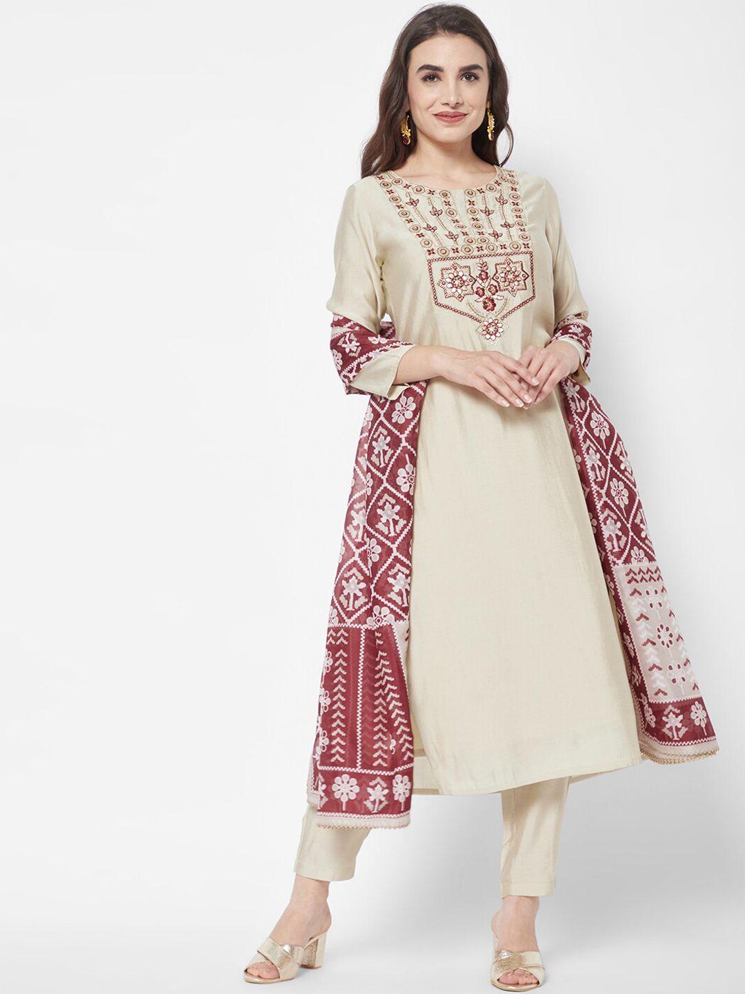 heeposh women floral  gotta patti chanderi silk kurta with palazzos & with dupatta