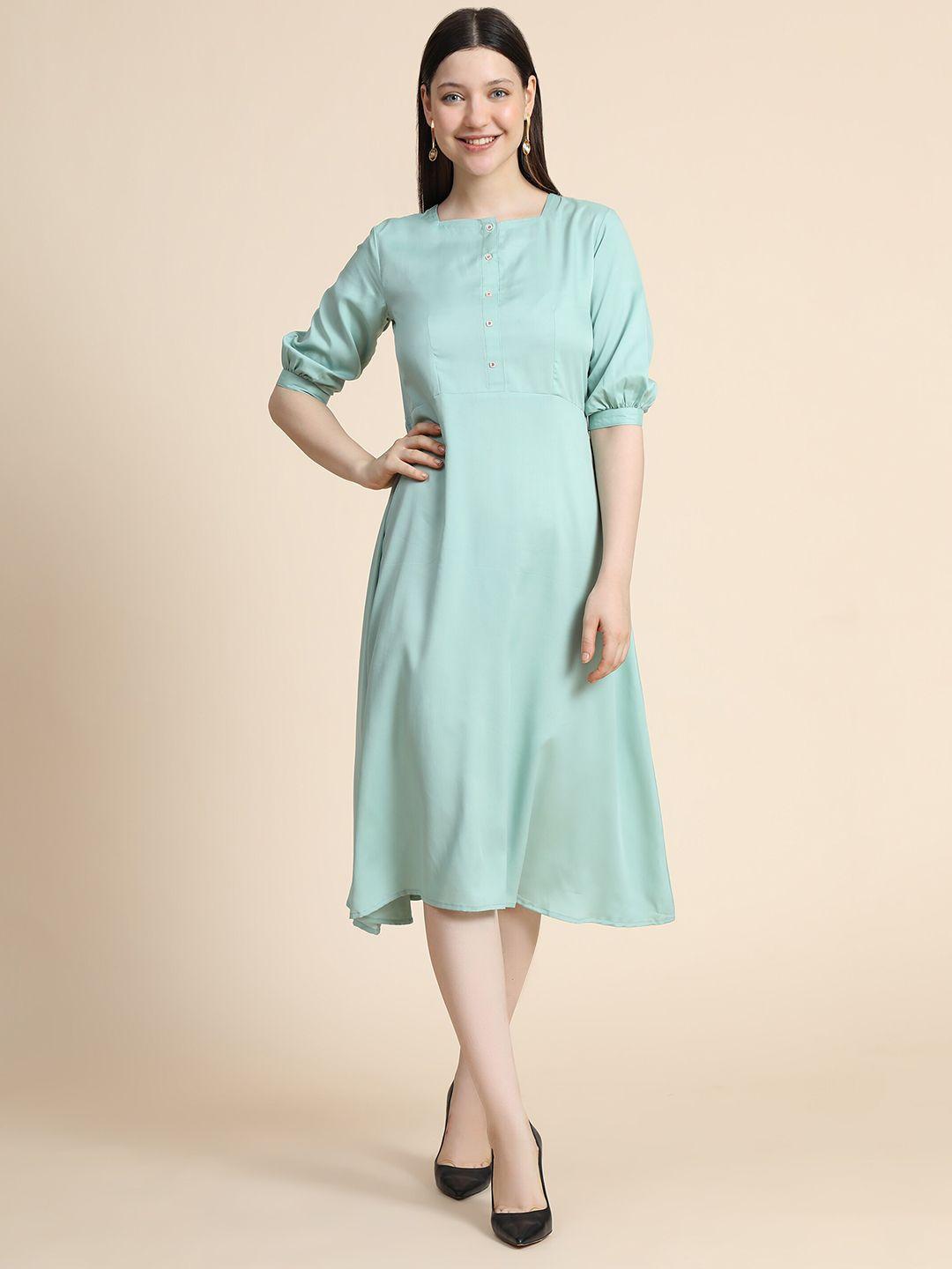 keri perry sea green a-line midi dress