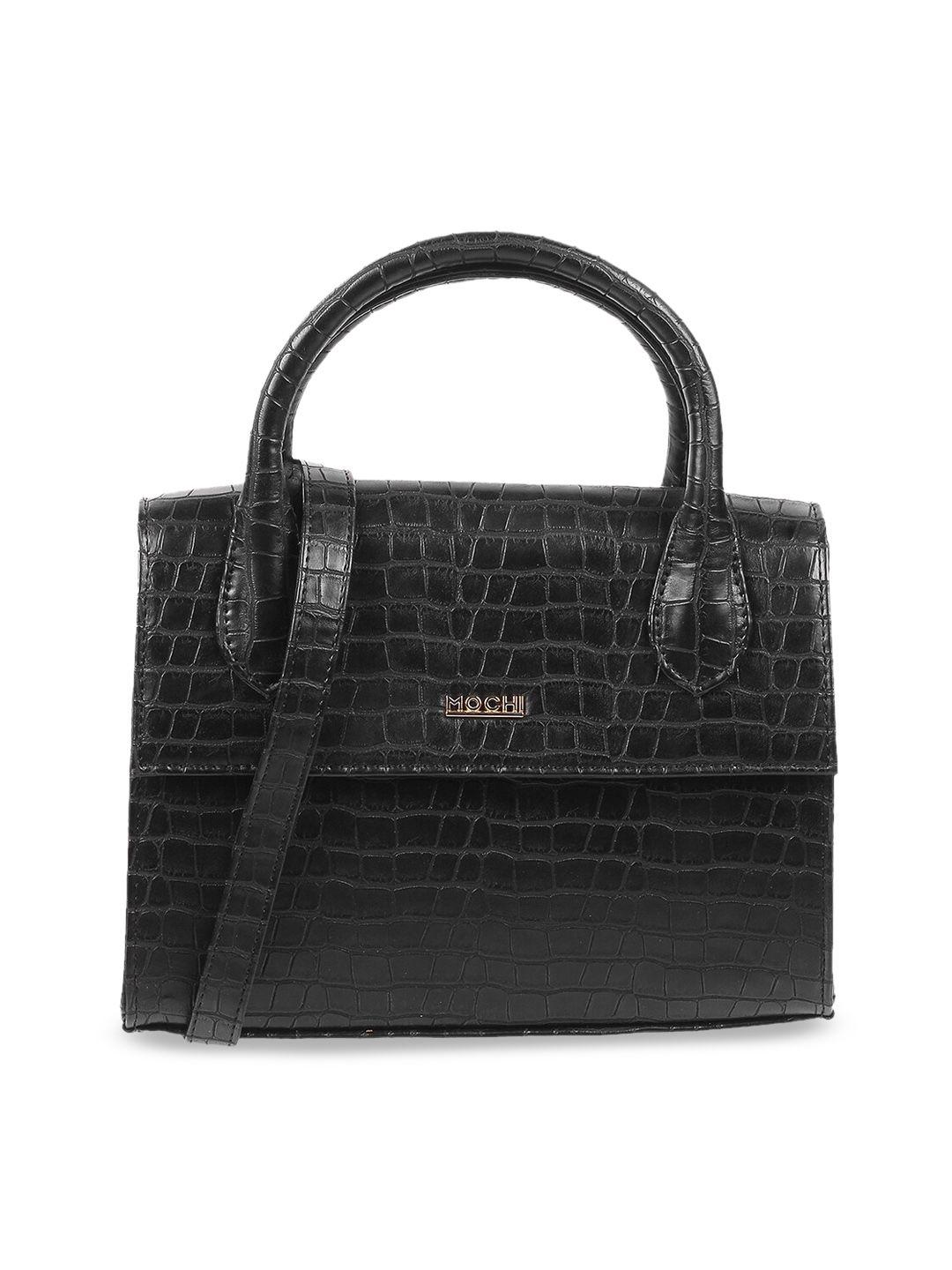 mochi women black textured satchel