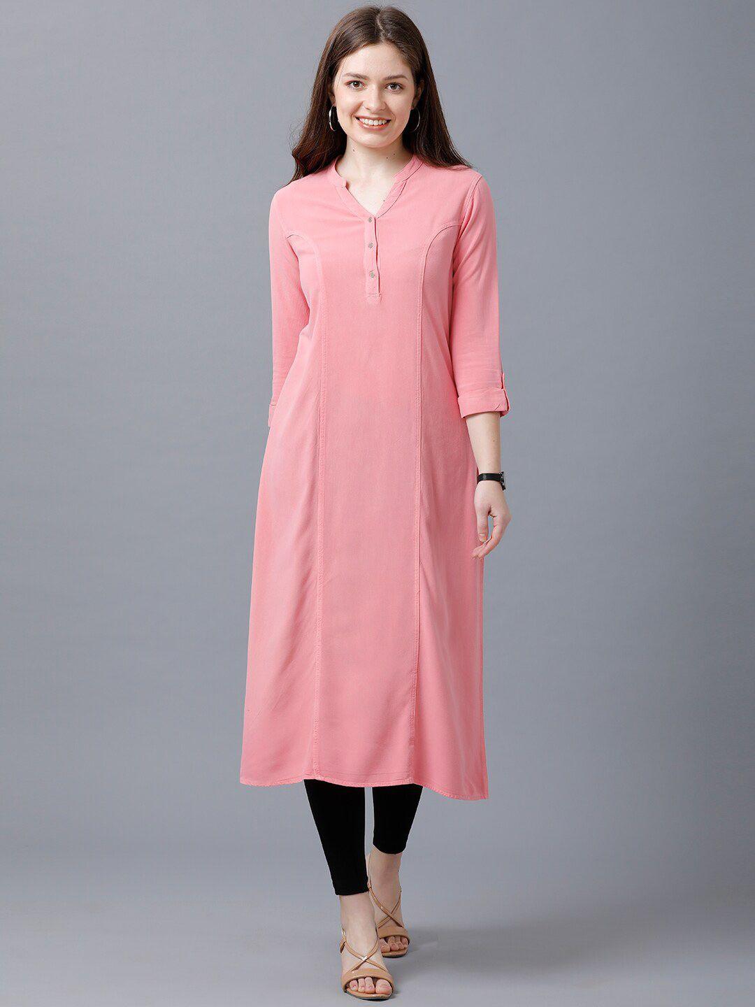 identiti women pink solid kurta