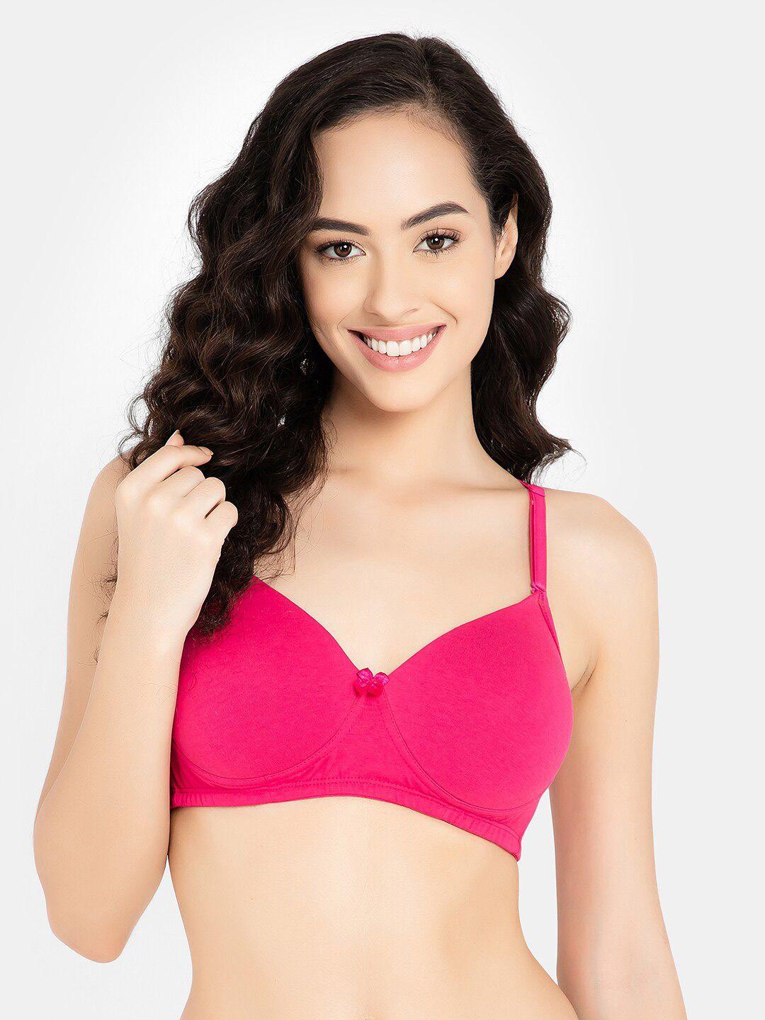 clovia magenta floral bra lightly padded