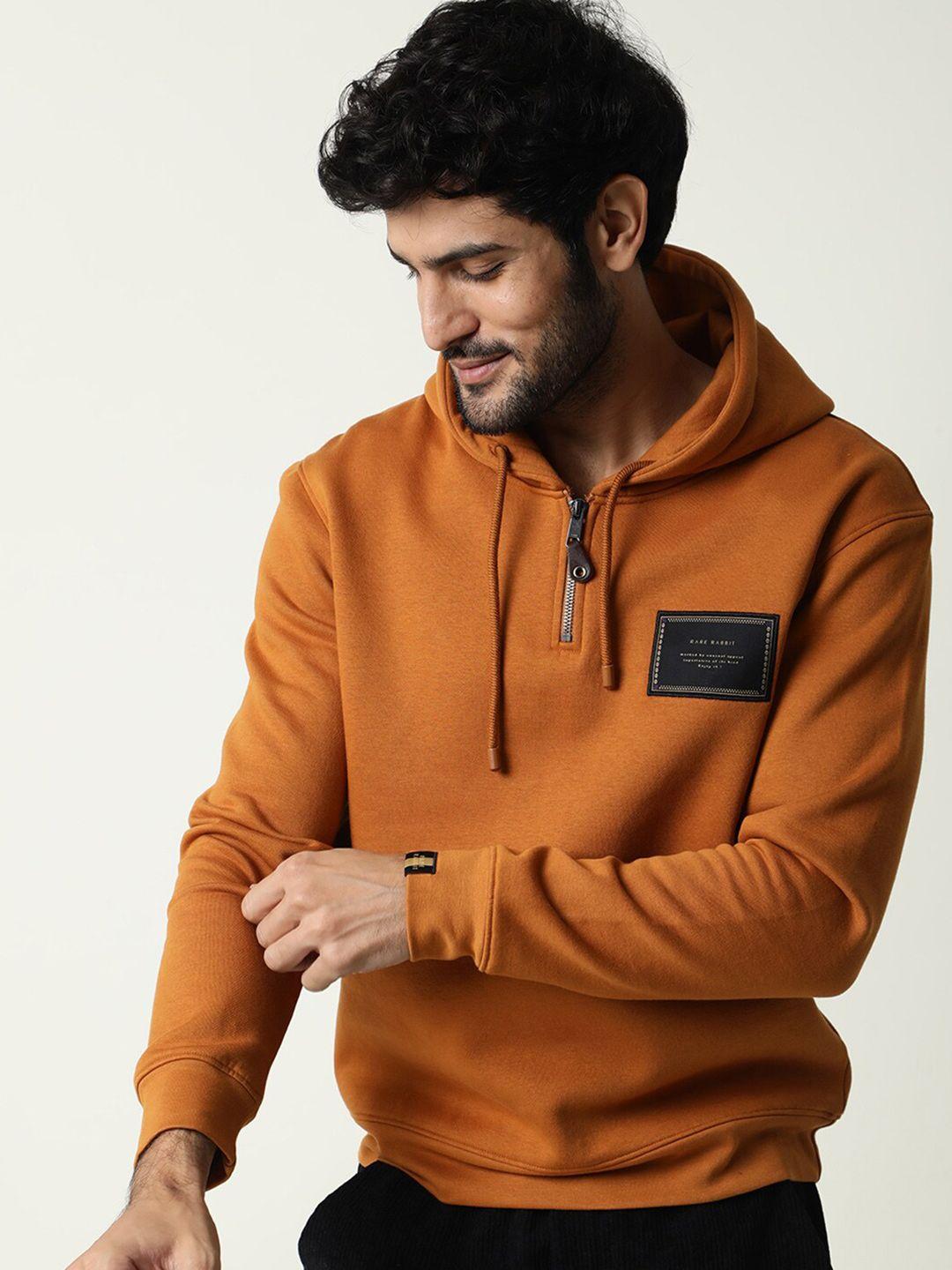 rare rabbit men rust hooded sweatshirt