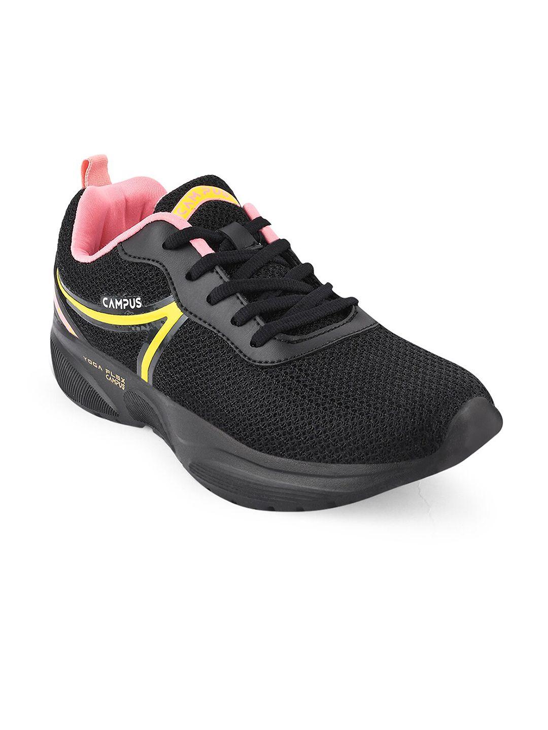 campus women black mesh running shoes