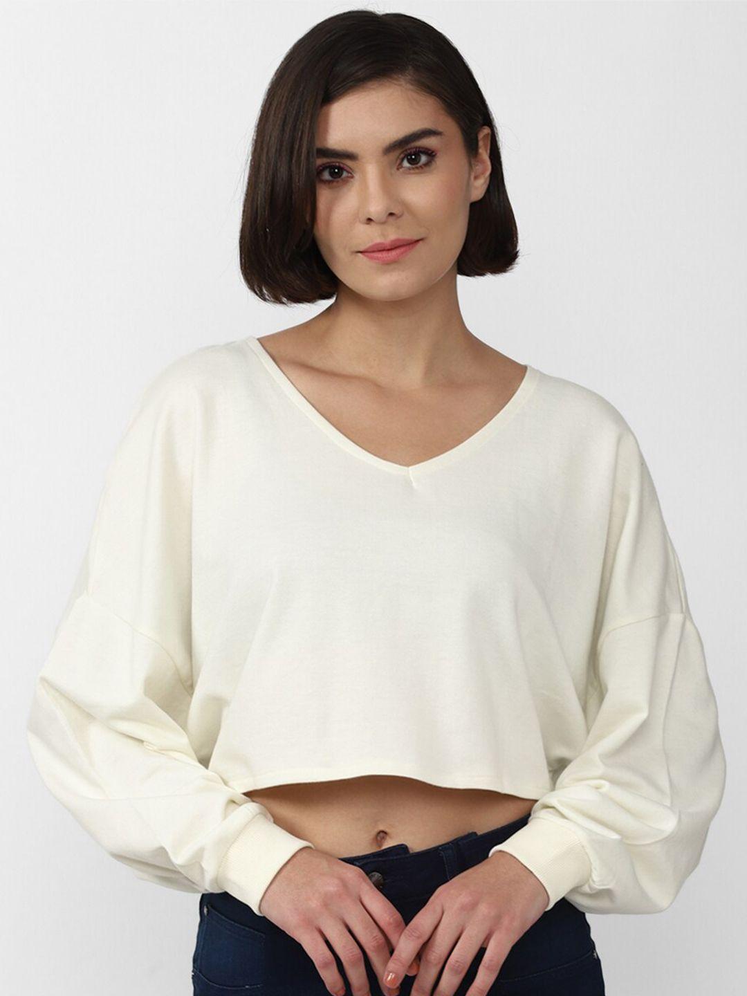 forever 21 cream-coloured boxy crop top