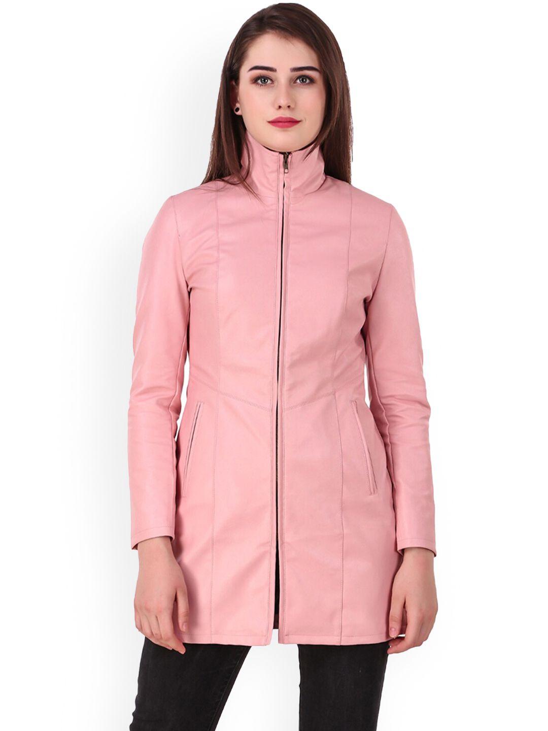 leather retail women pink longline outdoor tailored jacket